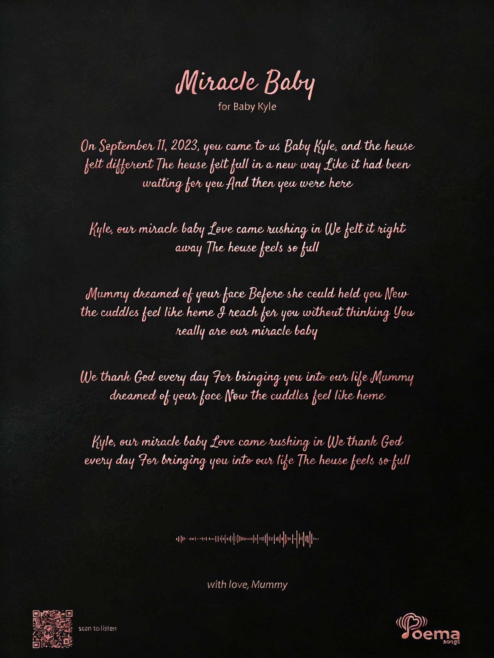 Foil Lyrics Portrait — Black